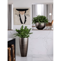 Metallic Silver leaf Partner Café - 34 x 90cm - Pot de fleur intérieur