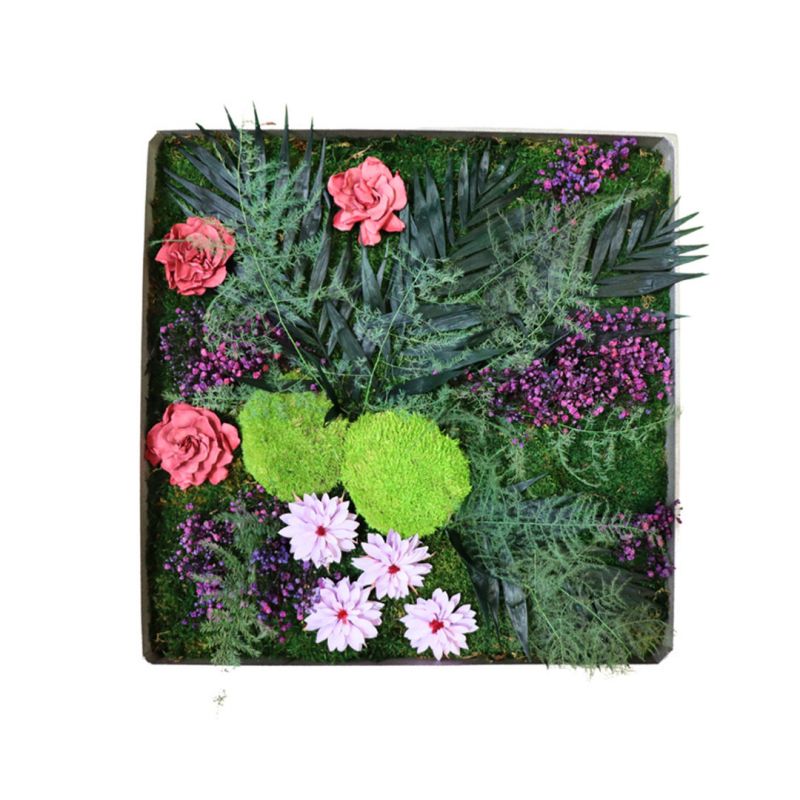 Esprit floral - 50cm x 50cm - Cadre végétal stabilisé carré
