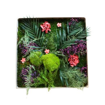 Esprit floral - 50x50cm - Cadre végétal stabilisé carré