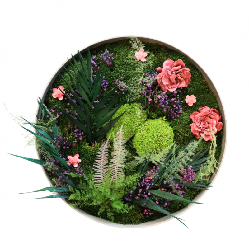 Esprit floral - Ø50cm - Cadre végétal stabilisé rond