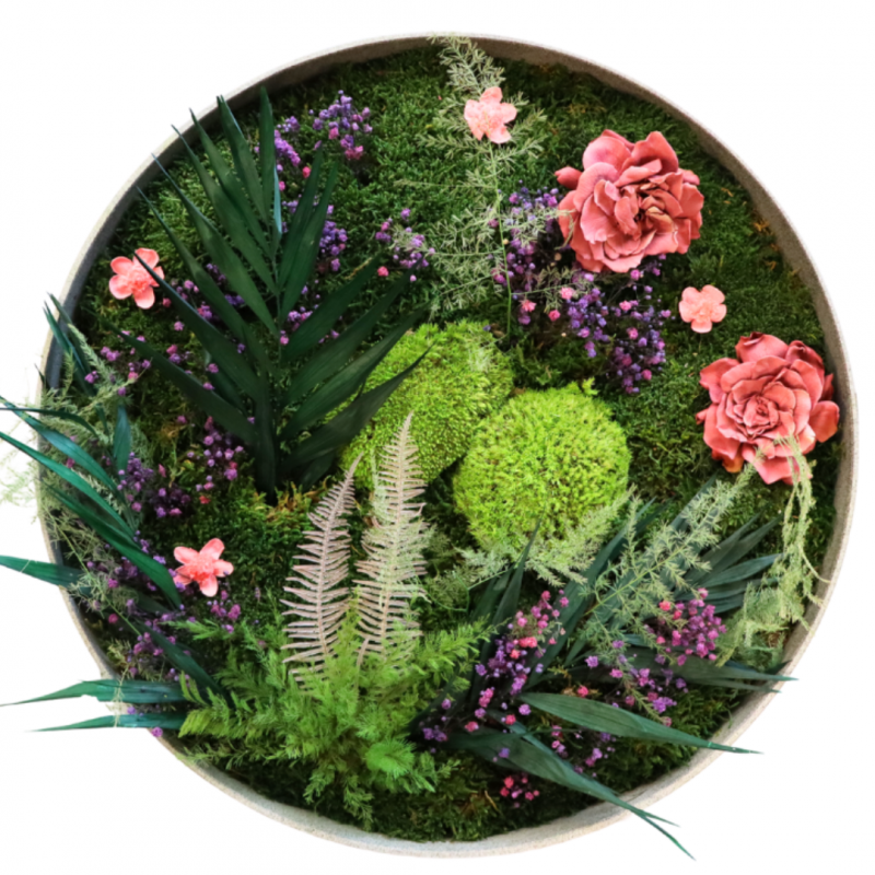 Esprit Floral - Ø90cm - Cadre végétal stabilisé rond Esprit Floral - Ø90cm - Cadre végétal stabilisé rond